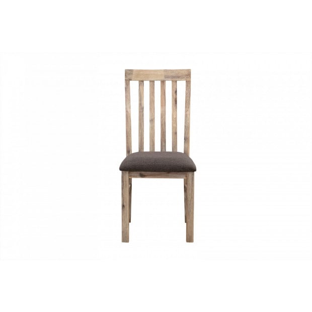 2x Wooden Frame Leatherette in Solid Acacia Wood & Veneer Dining Chairs - Oak Image 2
