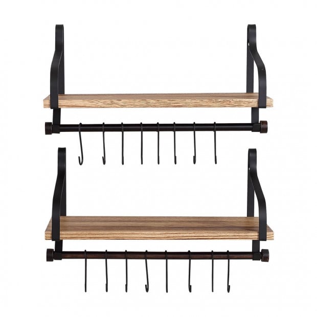 Floating Shelf Brackets Wall Shelves Mount Rack Storage Hook 2pcs Image 2