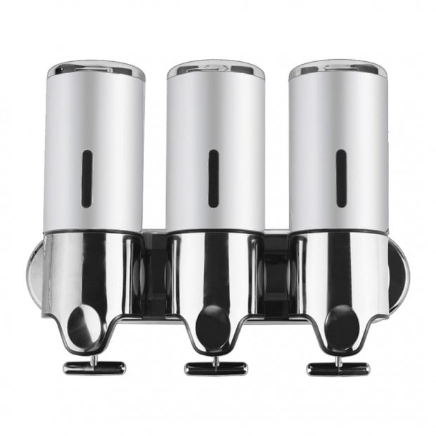 3 Bottles Bathroom Shower Soap Shampoo Dispenser Pump 1500ml Silver Image 2
