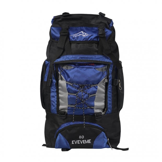 Blue 80L Large Waterproof Travel Backpack Outdoor Hiking Luggage Image 2
