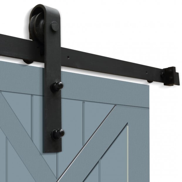 2M Antique Style Double Barn Door Track Roller Kit Image 2