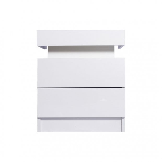 Bedside Tables Drawers RGB LED Storage Cabinet High Gloss Image 2