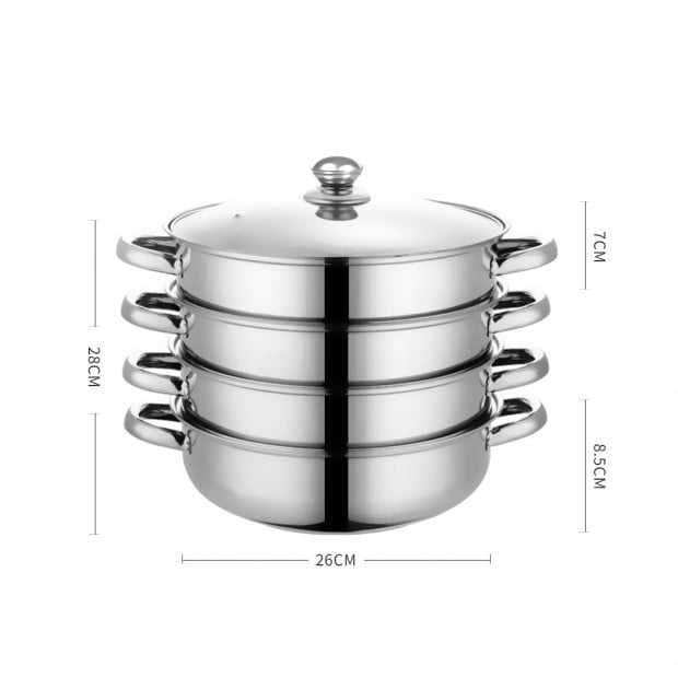 4 Tier Stainless Steel Steamer Meat Vegetable Cooking Steam Hot Pot Image 3
