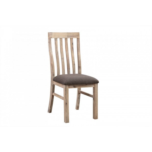 2x Wooden Frame Leatherette in Solid Acacia Wood & Veneer Dining Chairs - Oak