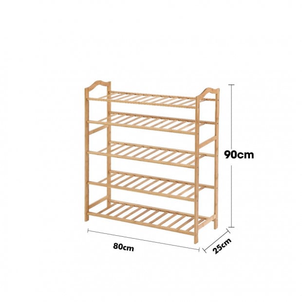 Bamboo Shoe Rack Storage Wooden Shelf Stand 5 Tiers Layers 80cm Image 8