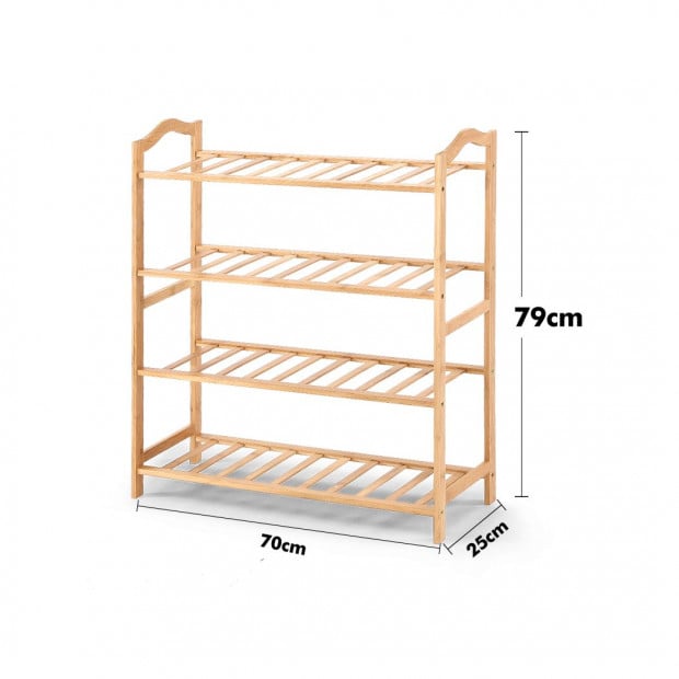 Bamboo Shoe Rack Storage Wooden Shelf Stand 4 Tiers Layers 70cm Image 8