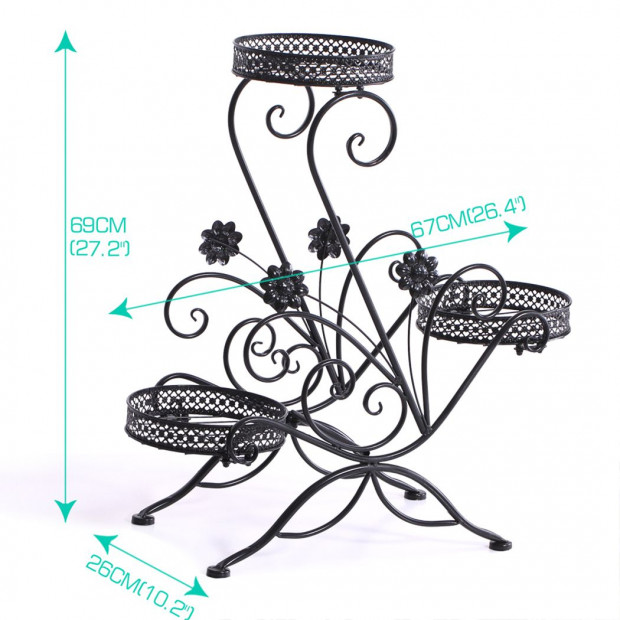2X Outdoor Indoor Flower Pot Plant Stand Metal Corner Shelf Garden Image 3