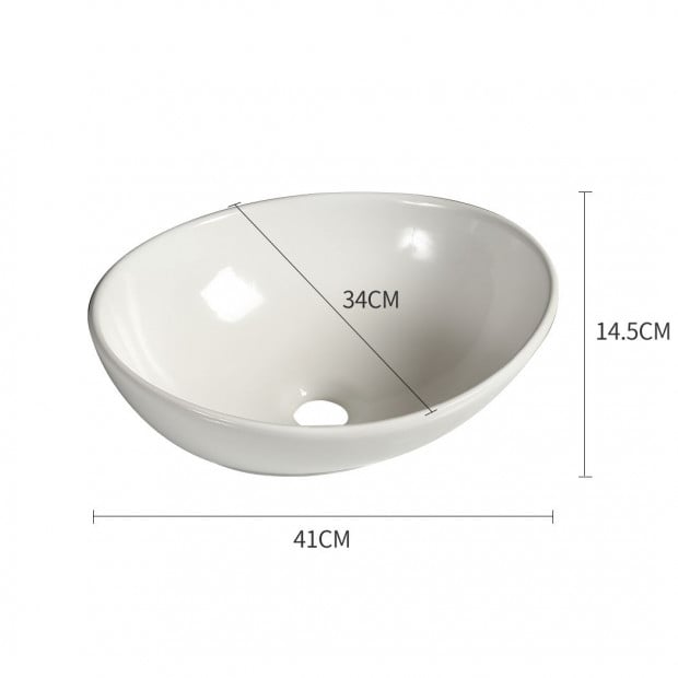 Ceramic Oval Basin Hand Wash Bowl Bathroom Sink Counter Top Vanity Image 3