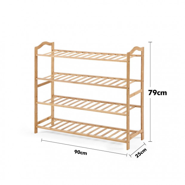 Bamboo Shoe Rack Storage Wooden Shelf Stand 4 Tiers Layers 90cm Image 8