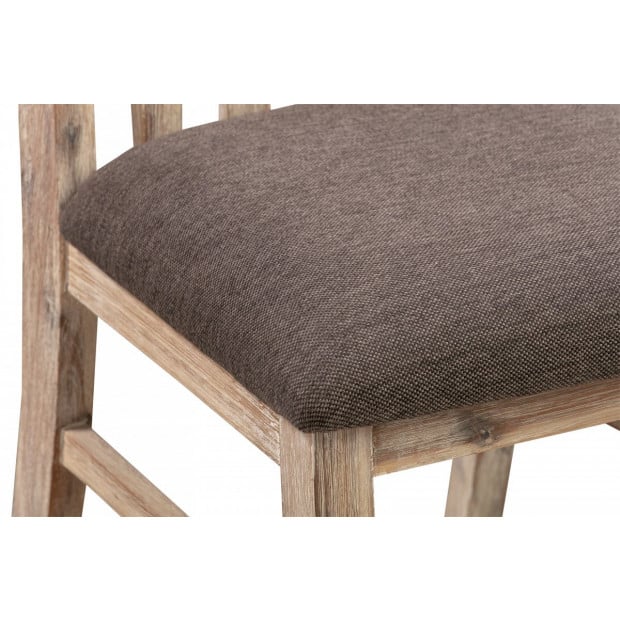 2x Wooden Frame Leatherette in Solid Acacia Wood & Veneer Dining Chairs - Oak Image 4