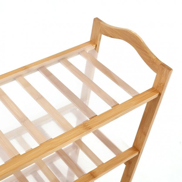 Bamboo Shoe Rack Storage Wooden Shelf Stand 4 Tiers Layers 70cm Image 3