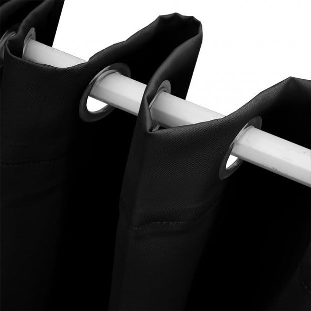 2x Blockout Curtains Panels 3 Layers Eyelet Room 132x213cm Black Image 4