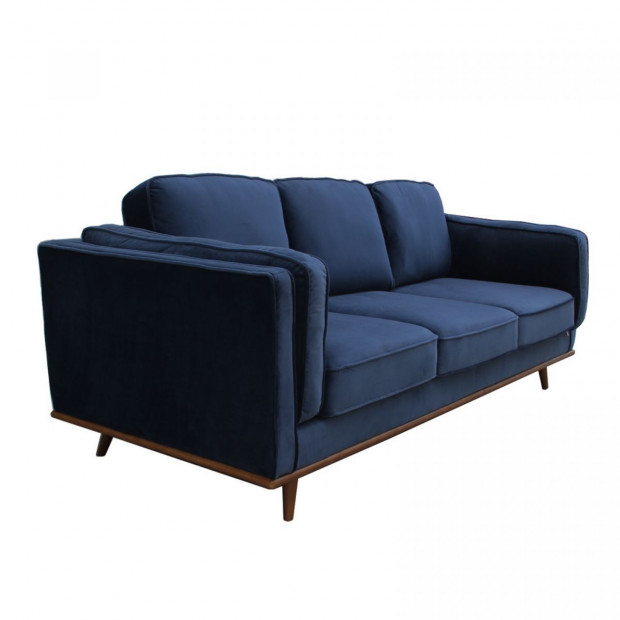 Sofa 3 Seater Leatherette Black High Density Foam Wooden Frame York Image 2