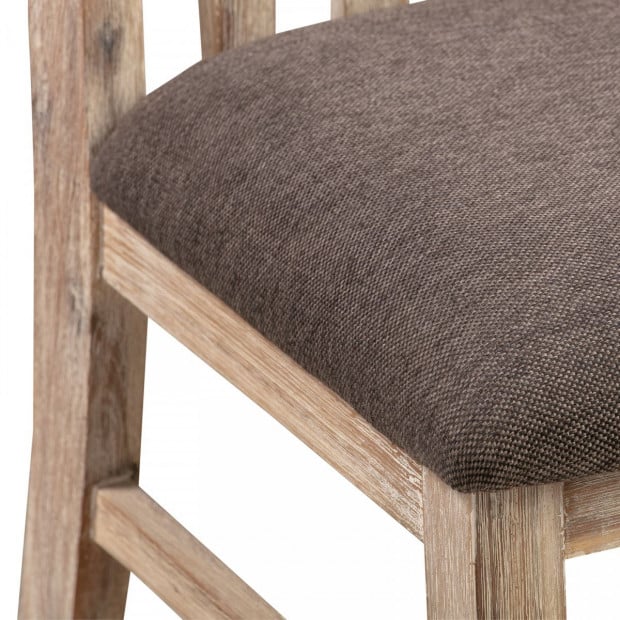 2x Wooden Frame Leatherette in Solid Acacia Wood & Veneer Dining Chairs - Oak Image 6
