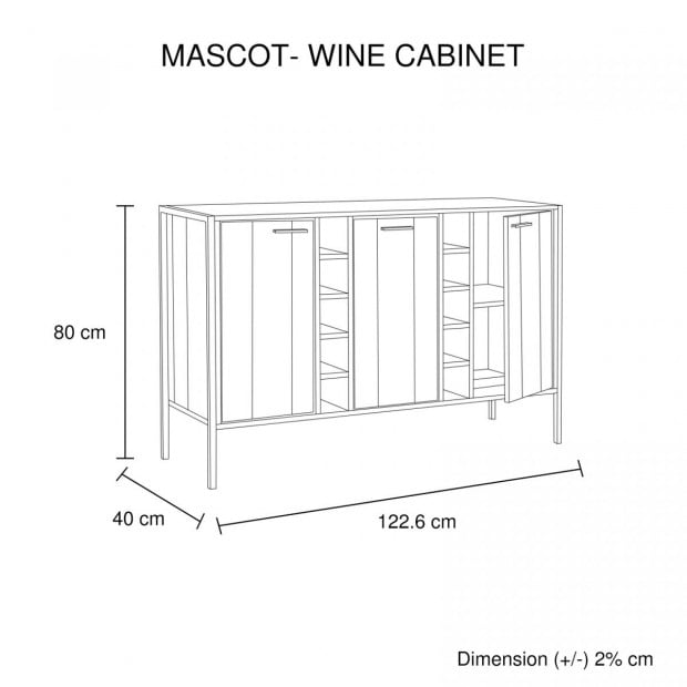 Mascot Wine Cabinet Drawer Chest Oak Colour Image 5
