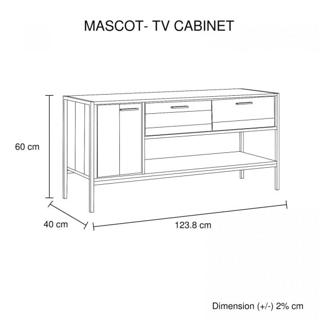 Mascot TV Cabinet Drawer Oak Colour Image 5