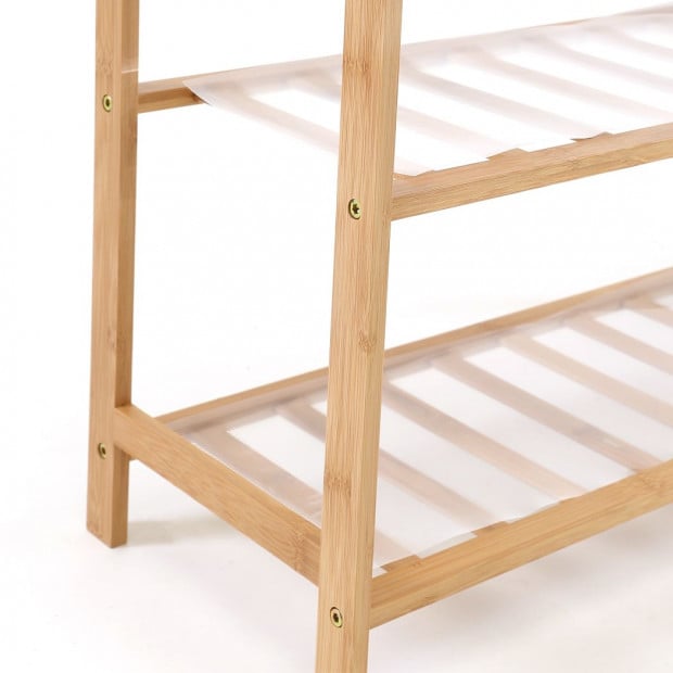Bamboo Shoe Rack Storage Wooden Shelf Stand 4 Tiers Layers 70cm Image 6