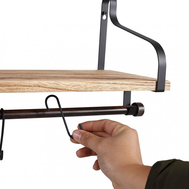Floating Shelf Wall Shelf for Storage Rustic Wood 1 Pack Image 7