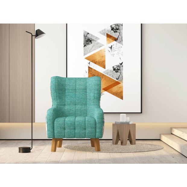 Armchair High back Lounge Accent Chair Designer Printed Fabric Image 3