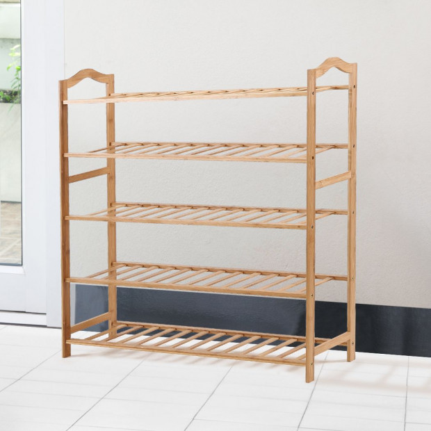 Bamboo Shoe Rack Storage Wooden Shelf Stand 5 Tiers Layers 80cm Image 7