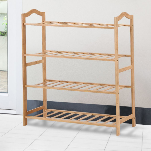 Bamboo Shoe Rack Storage Wooden Shelf Stand 4 Tiers Layers 90cm Image 7