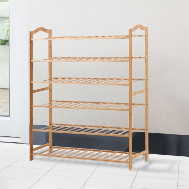 Bamboo Shoe Rack Storage Wooden Shelf Stand 6 Tiers Layers 80cm Image 7