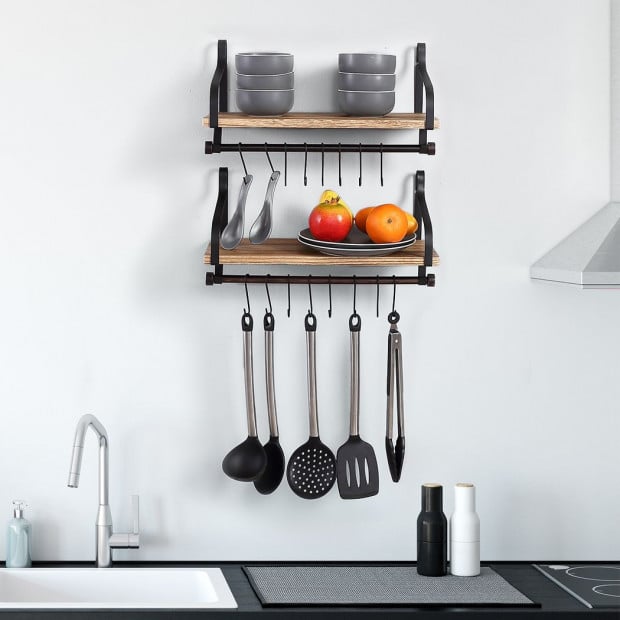 Floating Shelf Brackets Wall Shelves Mount Rack Storage Hook 2pcs Image 8