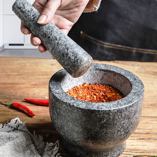 Solid Stone Food Preparation Granite Spice Herb Grinder Kitchen Tools Image 8