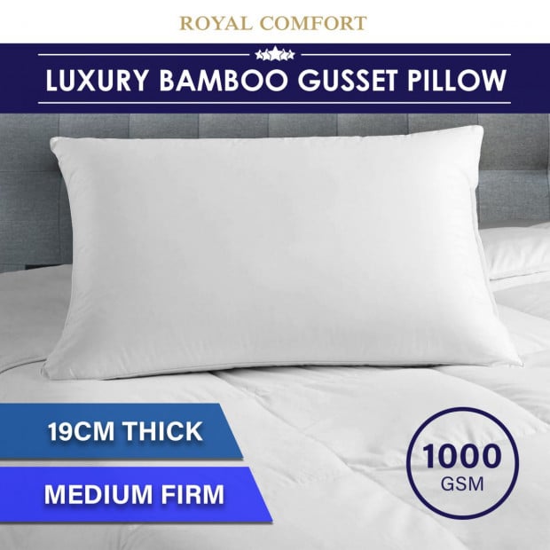 Bamboo Blend Gusset Pillow Single Pack 4cm