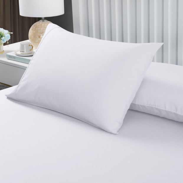 2000TC 3 Piece Fitted Sheet Pillowcase Set Double White Image 4