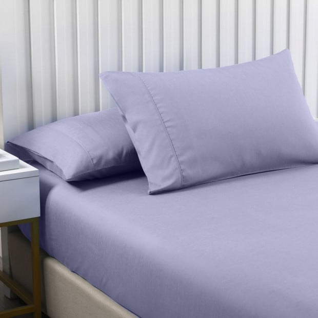 2000TC 3 Piece Fitted Sheet Pillowcase King Lilac Grey Image 3