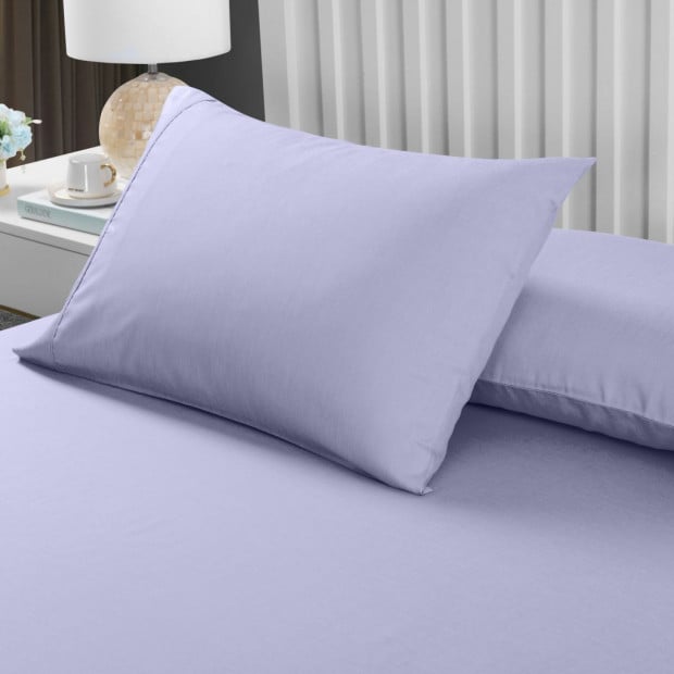 2000TC 3 Piece Fitted Sheet Pillowcase King Lilac Grey Image 4