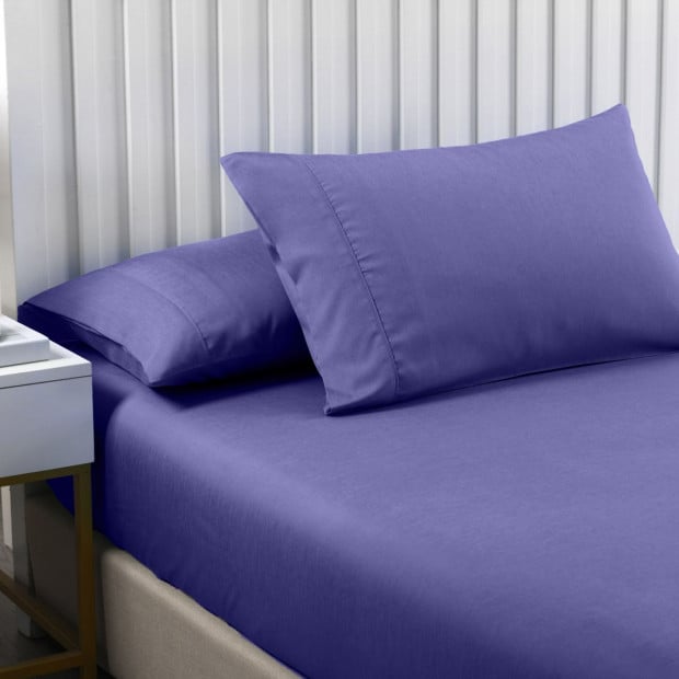 2000TC 3 Piece Fitted Sheet Pillowcase King Royal Blue Image 3