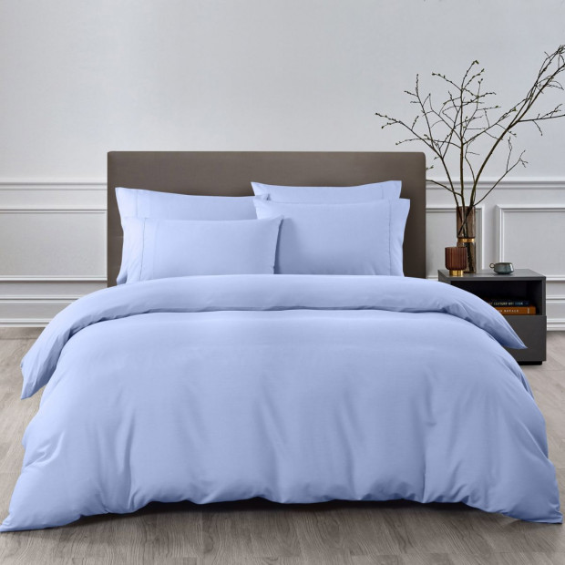 2000TC Quilt Cover Set Bamboo Cooling Queen Light Blue