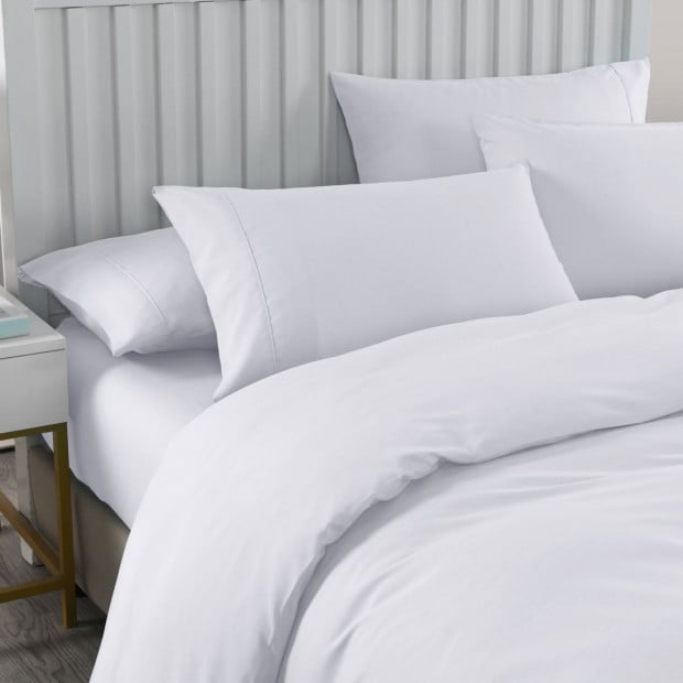 2000TC Quilt Cover Set Bamboo Cooling Queen White Image 2