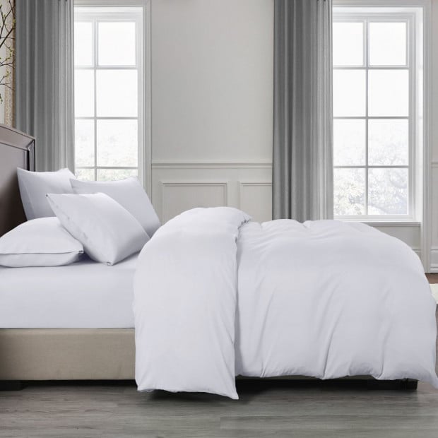2000TC Quilt Cover Set Bamboo Cooling Queen White Image 3