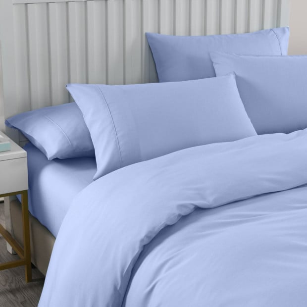 2000TC Quilt Cover Set Bamboo Cooling - King - Light Blue Image 2