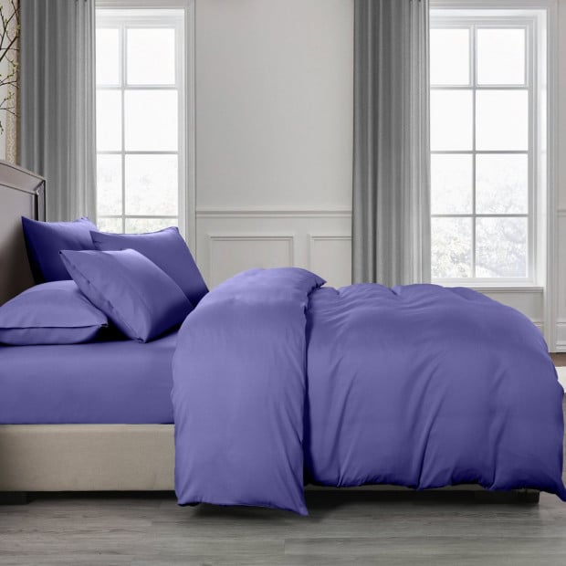 2000TC Quilt Cover Set Bamboo Cooling King Royal Blue Image 3
