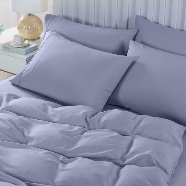 2000TC 6 Piece Bamboo Sheet & Quilt Cover Set King - Grey Image 3