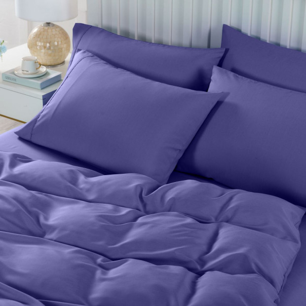 2000TC 6 Piece Bamboo Sheet & Quilt Cover Set Double - Royal Blue Image 3