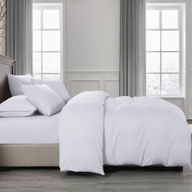 2000TC 6 Piece Bamboo Sheet Quilt Cover Set Queen White Image 4