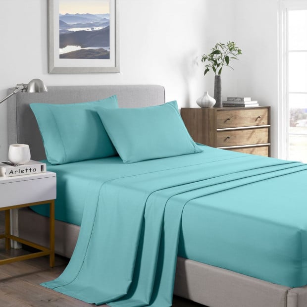 Casa Decor 2000 Thread Count Bamboo Cooling Sheet Set King Aqua