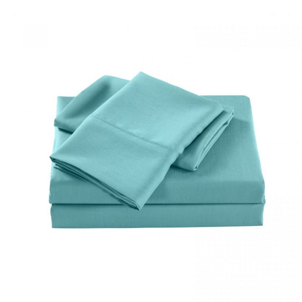 Casa Decor 2000 Thread Count Bamboo Cooling Sheet Set King Aqua Image 3