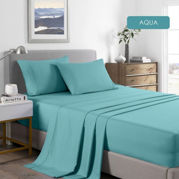 Casa Decor 2000 Thread Count Bamboo Cooling Sheet Set King Aqua Image 5