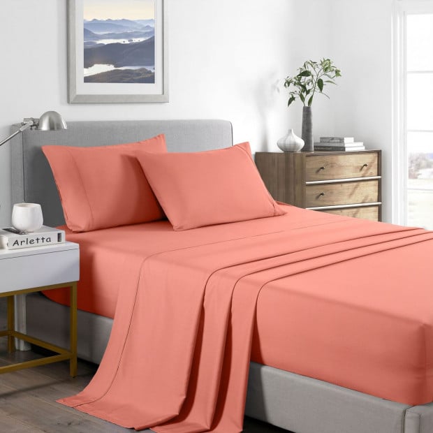 Casa Decor 2000 Thread Count Bamboo Cooling Sheet Set King Peach