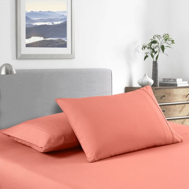 Casa Decor 2000 Thread Count Bamboo Cooling Sheet Set King Peach Image 2
