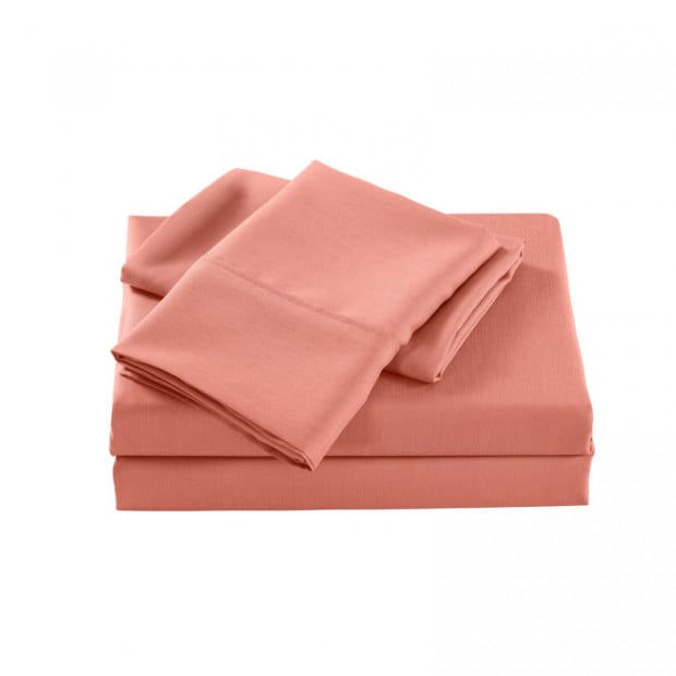 Casa Decor 2000 Thread Count Bamboo Cooling Sheet Set King Peach Image 3