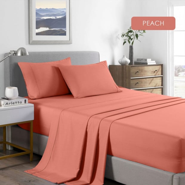 Casa Decor 2000 Thread Count Bamboo Cooling Sheet Set King Peach Image 5