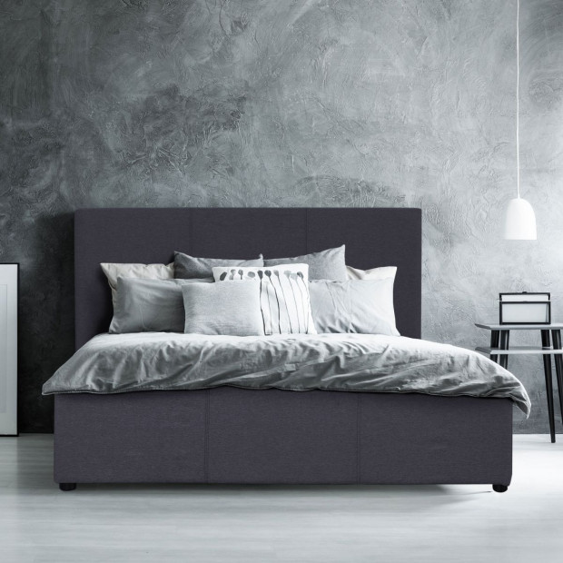 Milano Luxury Gas Lift Bed Frame With Storage - King Single - Charcoal Image 2