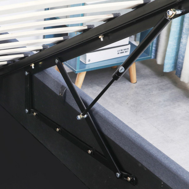Luxury Gas Lift Bed Frame Base Headboard With Storage Queen Grey Image 9
